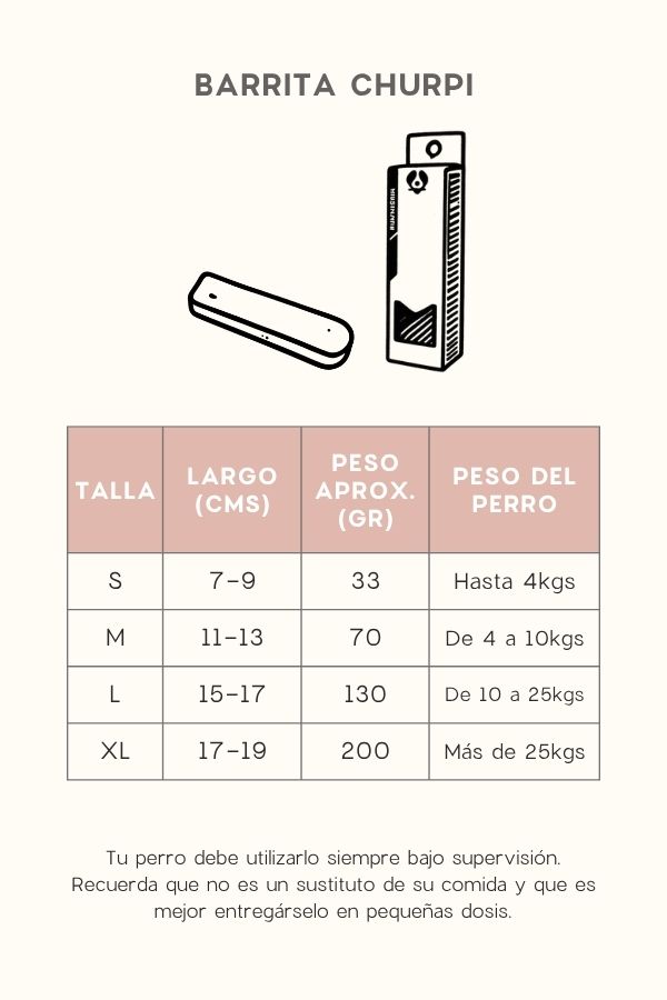 Guía de tallas Barrita Churpi